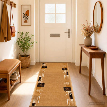 vidaXL Runner Rug FLORNES Woven Ochre 67 x 350 cm PP 7 mm 1