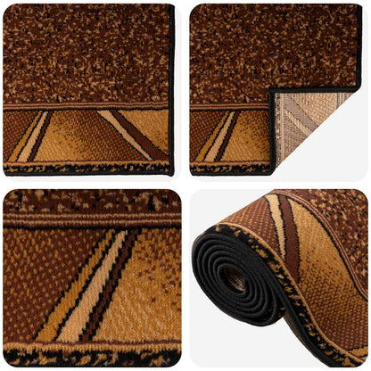 vidaXL Runner Rug FLORNES Woven Brown 100 x 250 cm PP 7 mm 3