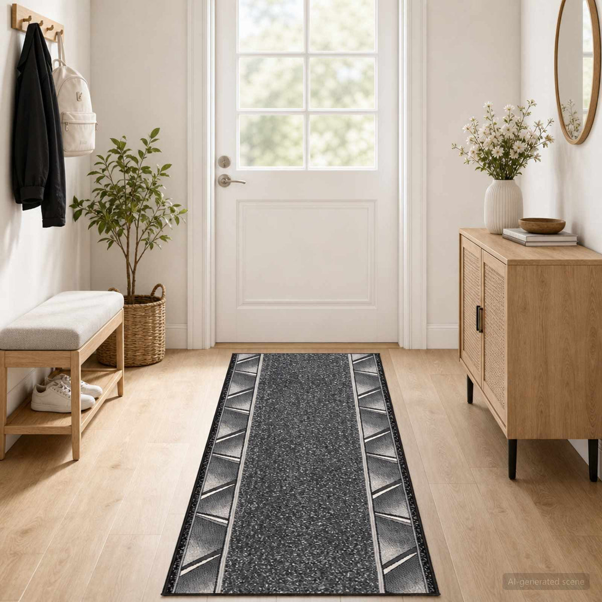 vidaXL Runner Rug FLORNES Woven Grey 80 x 300 cm PP 7 mm 1