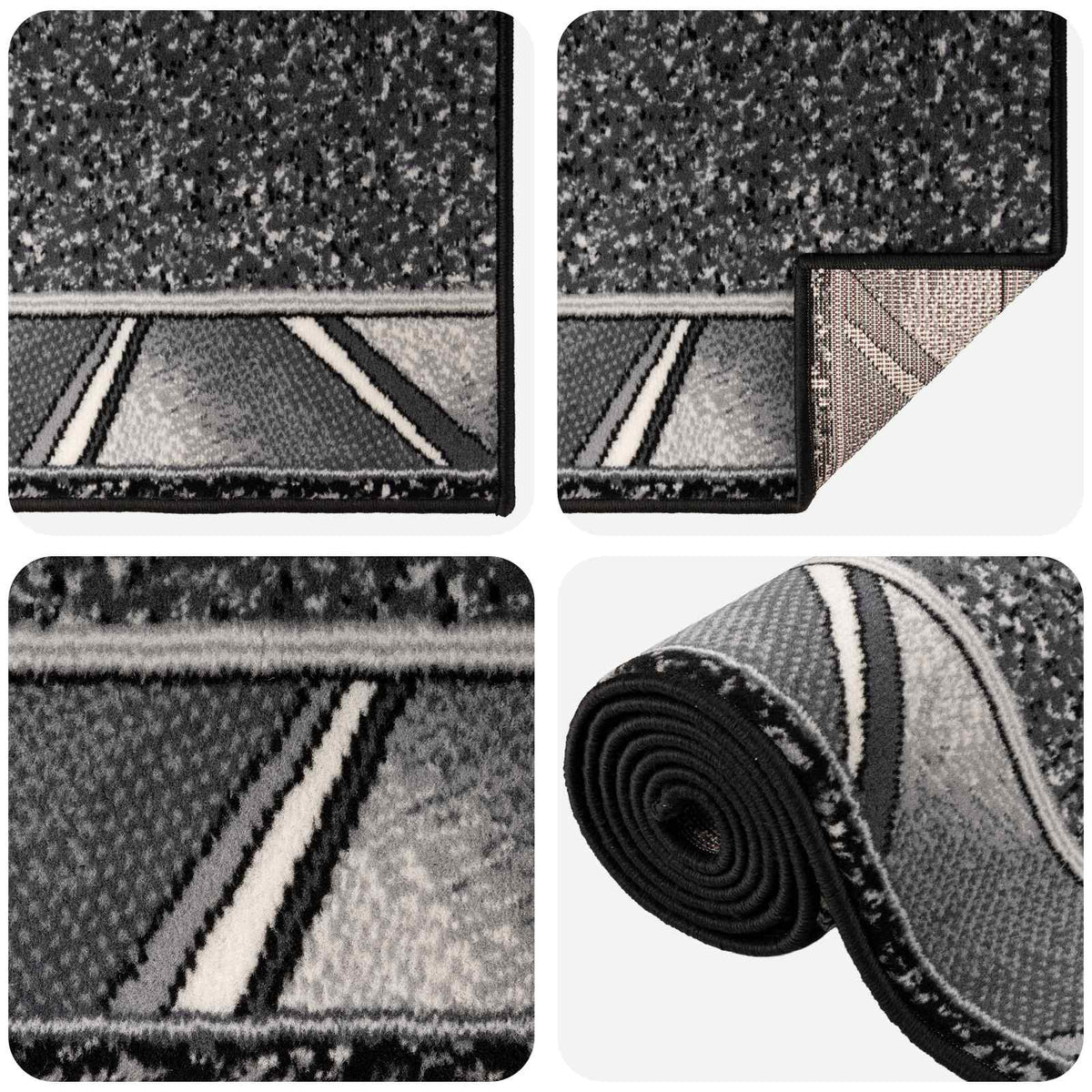 vidaXL Runner Rug FLORNES Woven Grey 100 x 250 cm PP 7 mm 3