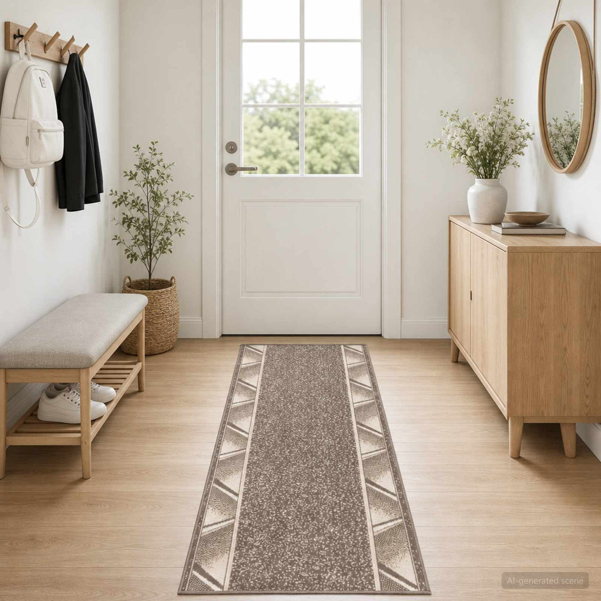 vidaXL Runner Rug FLORNES Woven Taupe 67 x 350 cm PP 7 mm 1
