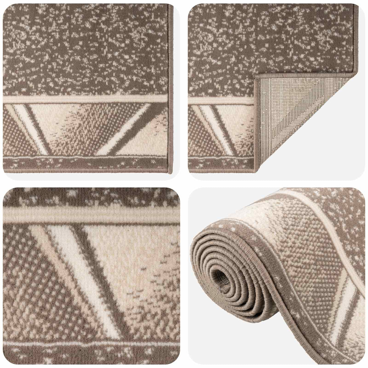 vidaXL Runner Rug FLORNES Woven Taupe 100 x 250 cm PP 7 mm 3