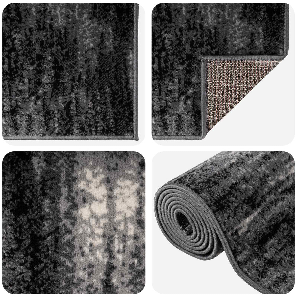vidaXL Runner Rug FLORNES Woven Black 100 x 250 cm PP 7 mm 3