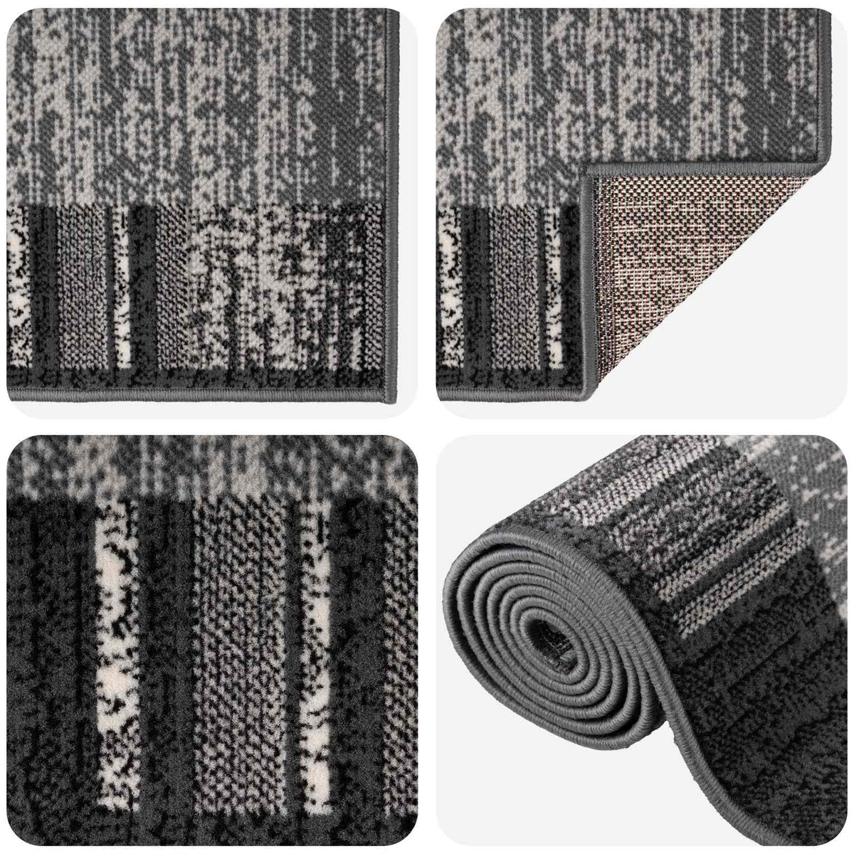 vidaXL Runner Rug FLORNES Woven Grey 100 x 250 cm PP 7 mm 3