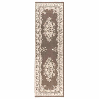 vidaXL Runner Rug FLORNES Woven Taupe 80 x 300 cm PP 7 mm 2
