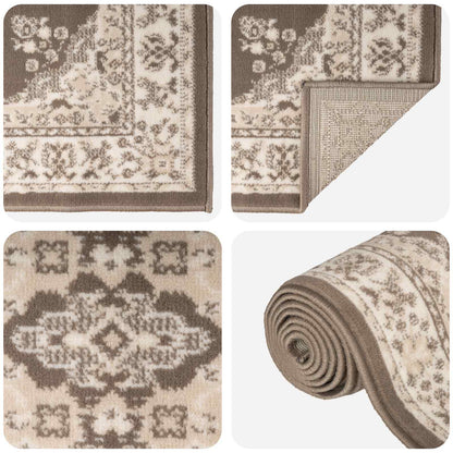 vidaXL Runner Rug FLORNES Woven Taupe 100 x 250 cm PP 7 mm 3