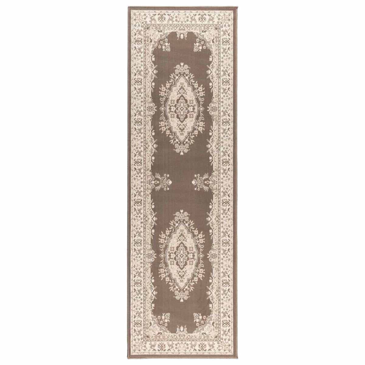 vidaXL Runner Rug FLORNES Woven Taupe 100 x 250 cm PP 7 mm 2