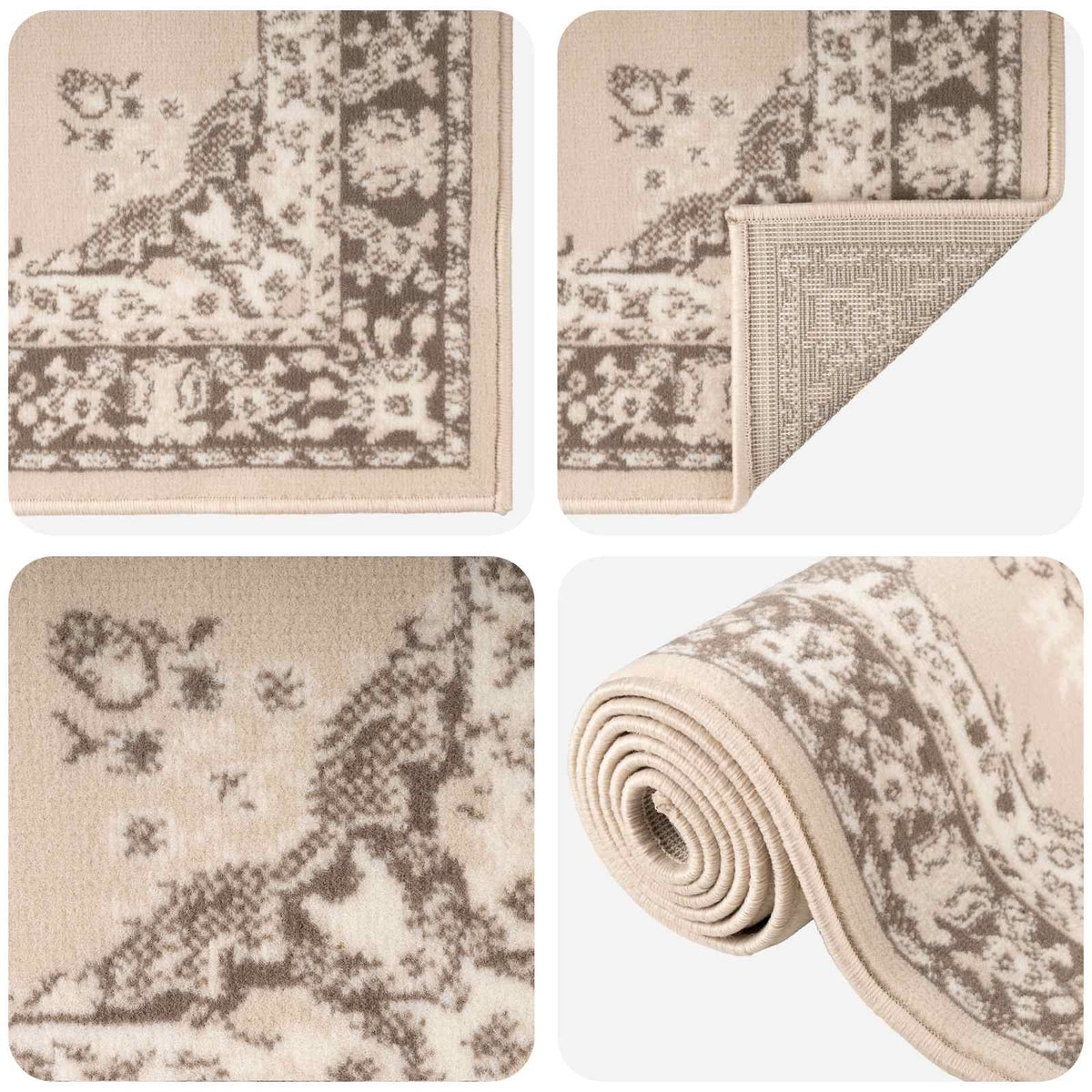 vidaXL Runner Rug FLORNES Woven Ecru 67 x 350 cm PP 7 mm 3