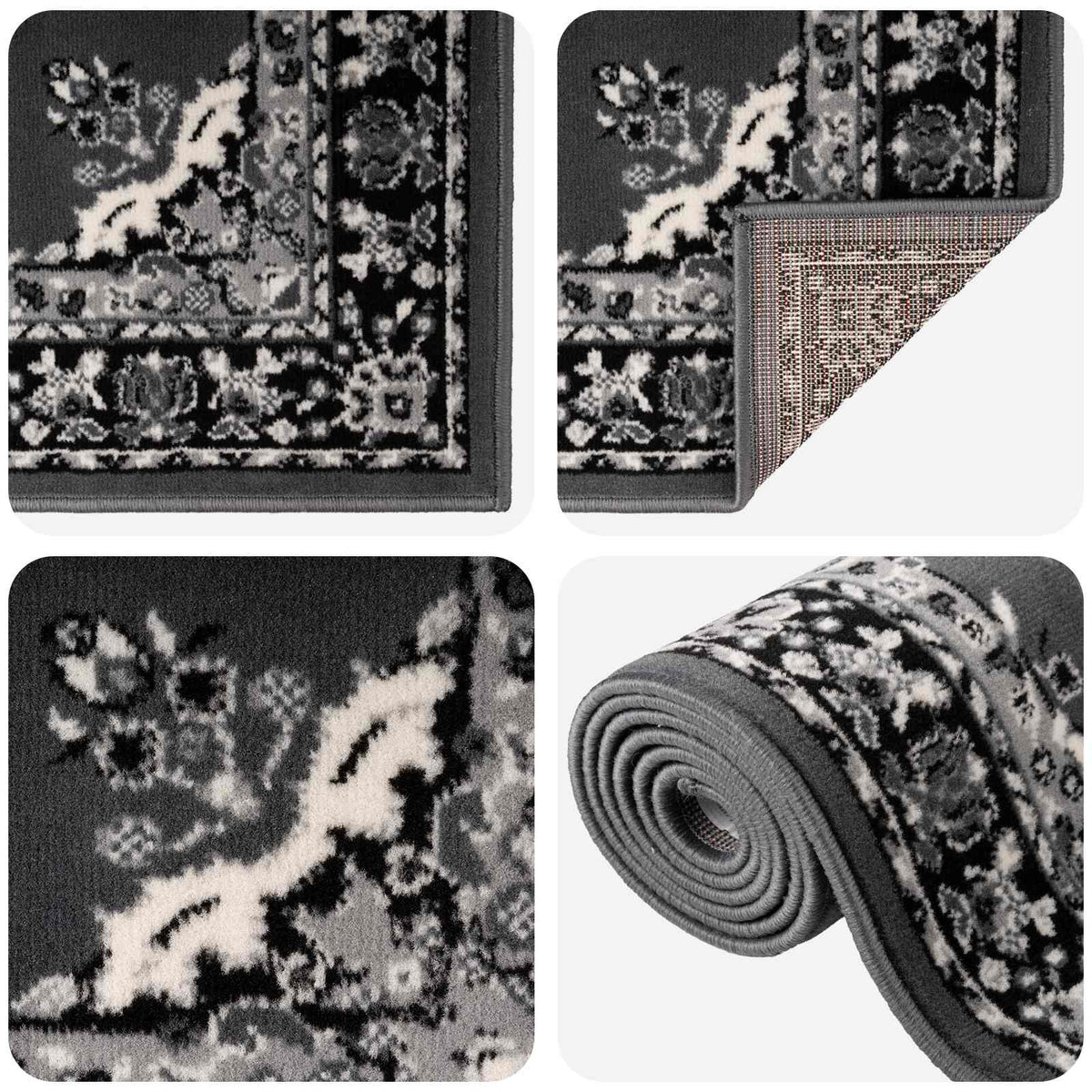 vidaXL Runner Rug FLORNES Woven Grey 80 x 300 cm PP 7 mm 3