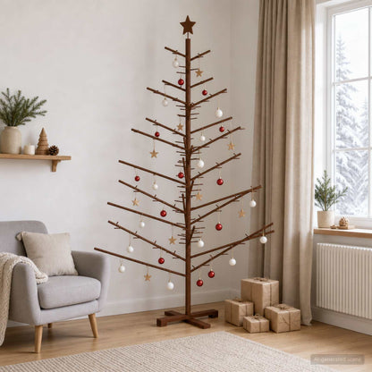 Wooden Christmas Tree KOTKA Bamboo and Solid Pine Wood Dark brown 180 cm