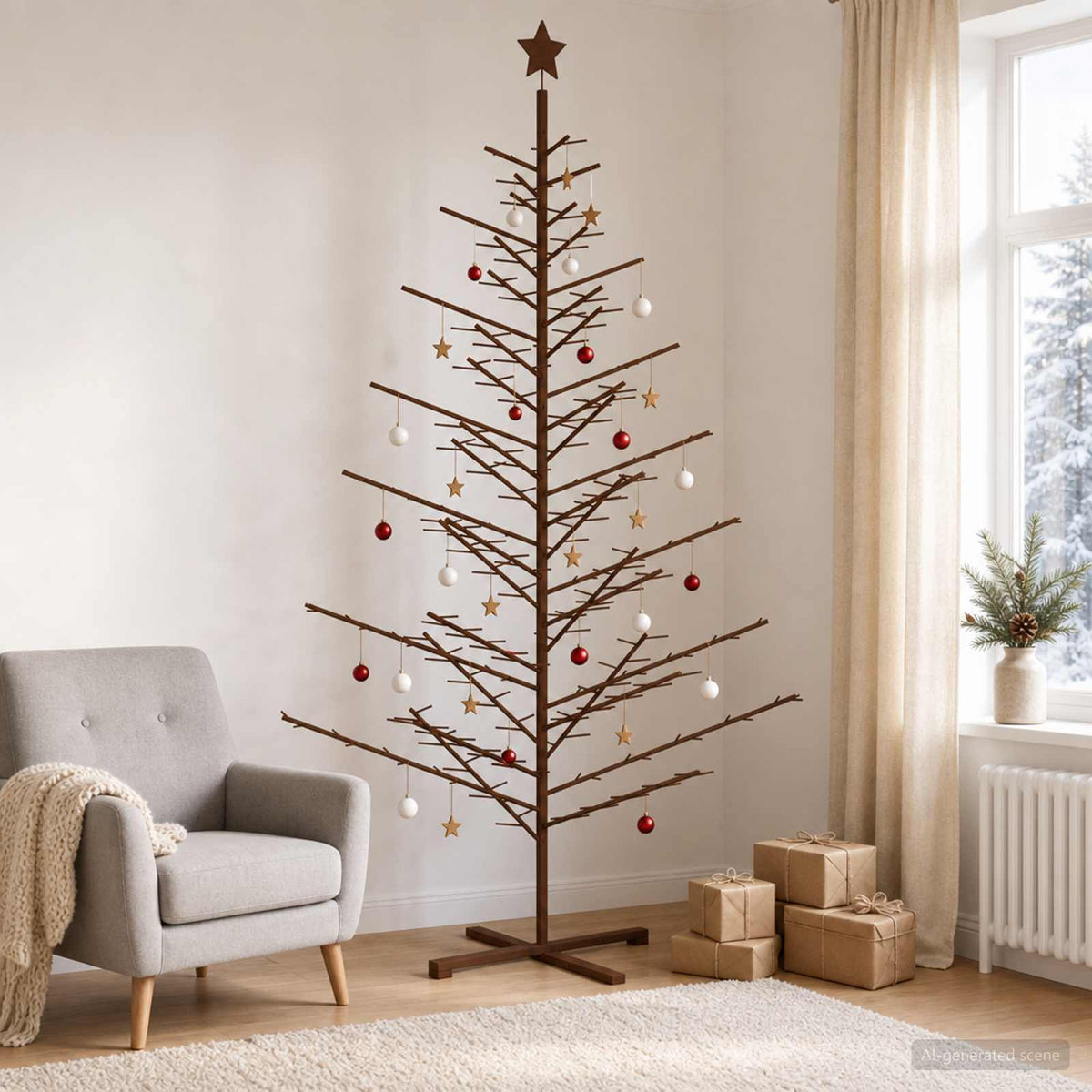 vidaXL Wooden Christmas Tree 240 cm Bamboo and Solid Pine Wood 1