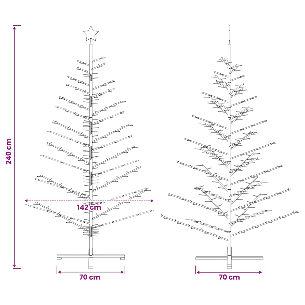 vidaXL Wooden Christmas Tree 240 cm Bamboo and Solid Pine Wood 6