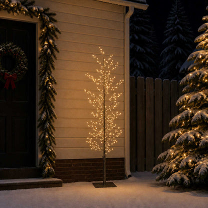 Micro Birch Christmas Tree White Steel 360 LEDs Black (warm white) 180 cm
