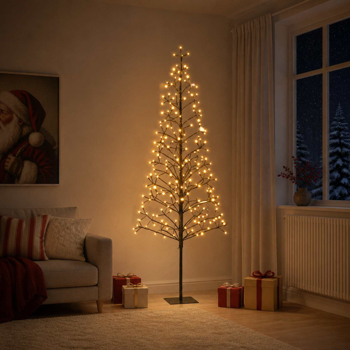 vidaXL LED String Christmas Tree Black 47 x Steel 228 LEDs