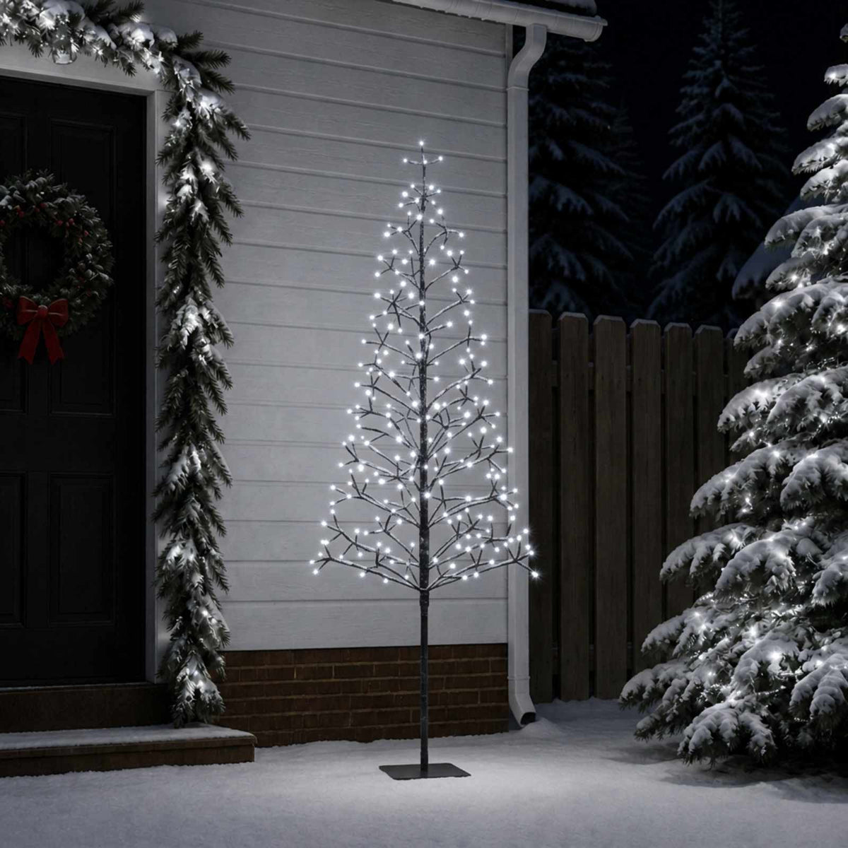 vidaXL LED String Christmas Tree Black 47 x Steel 228 LEDs
