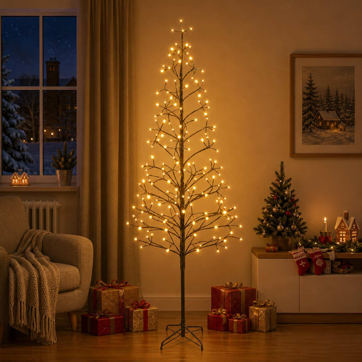 vidaXL LED String Christmas Tree Black 47 x 210 cm Steel 228 LEDs 1