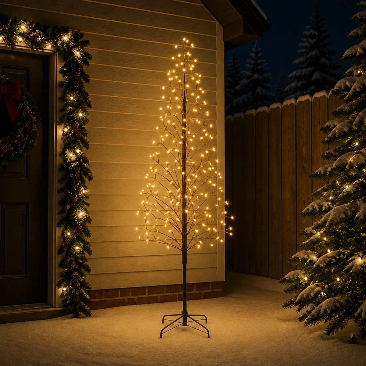 LED String Christmas Tree Black 47 x Steel 228 LEDs Black (warm white) 210 cm