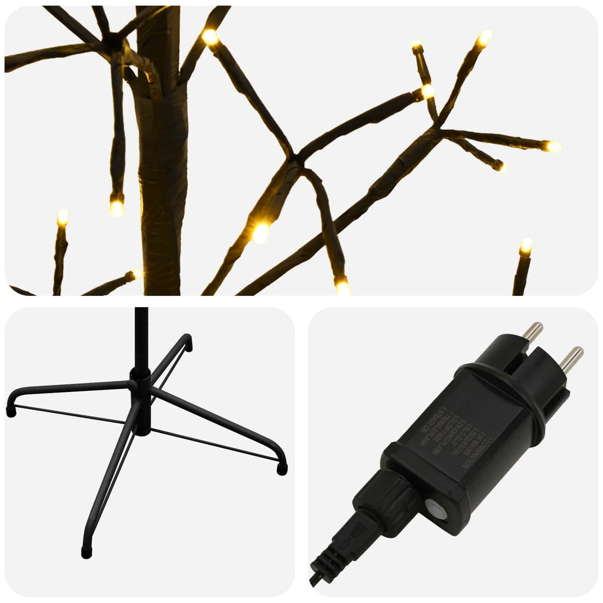 vidaXL LED String Christmas Tree Black 240 cm Steel 268 LEDs 5