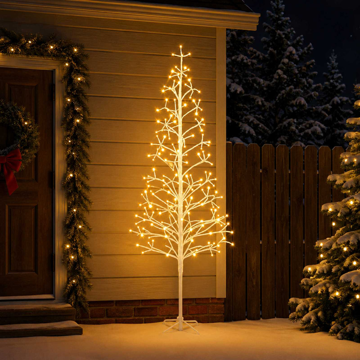 vidaXL LED String Christmas Tree White 210 cm Steel 228 LEDs 1