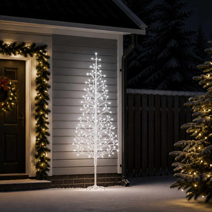 LED String Christmas Tree Black 47 x Steel 228 LEDs White (cold white) 210 cm