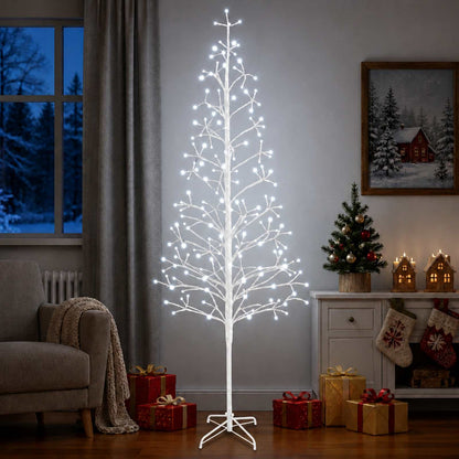 LED String Christmas Tree Black 47 x Steel 228 LEDs White (cold white) 240 cm
