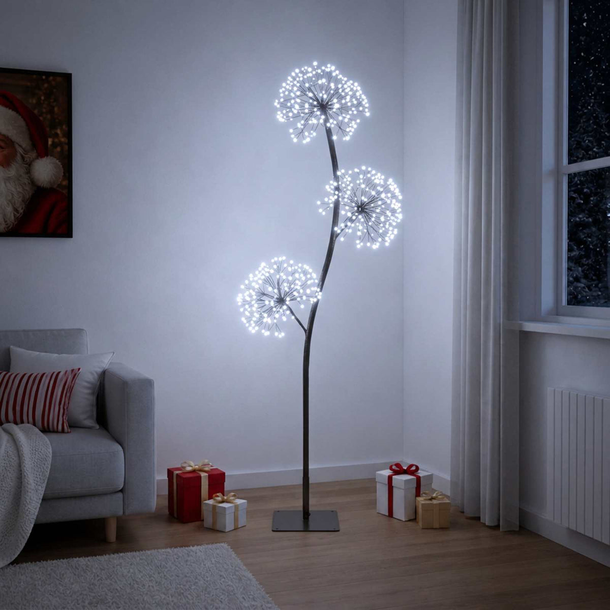 vidaXL S-Shape LED Christmas Tree Black 18 x 18 x 120 cm Steel 3