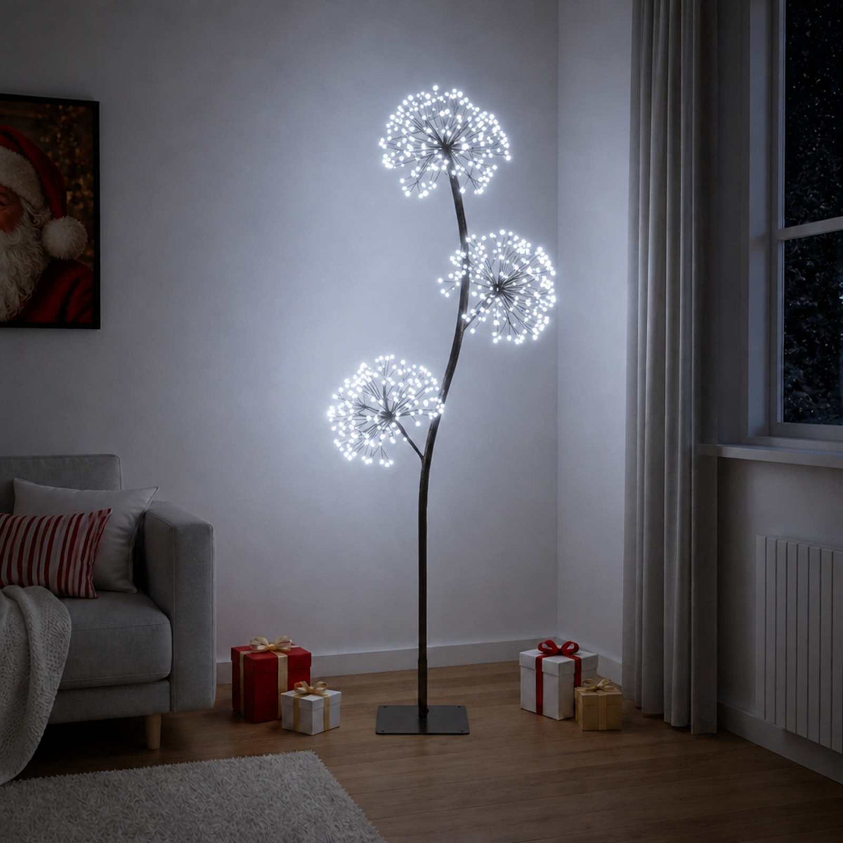 S-Shape LED Christmas Tree Black 18 x 18 x Steel Black (cold white) 150 cm