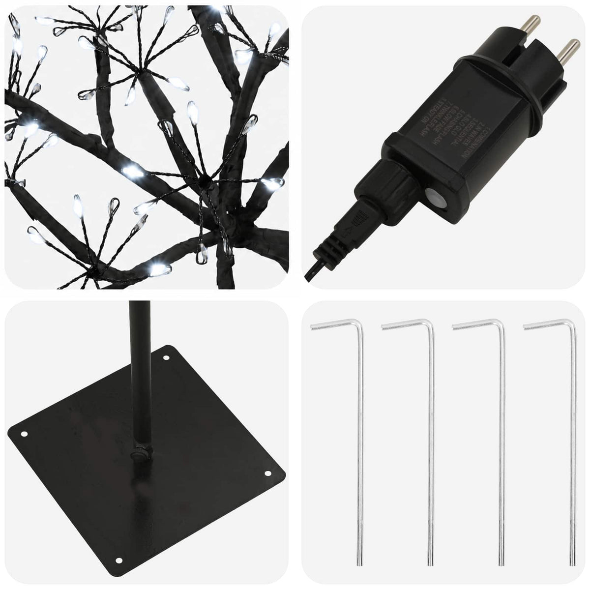 vidaXL S-Shape LED Christmas Tree Black 18 x 18 x 150 cm Steel 5