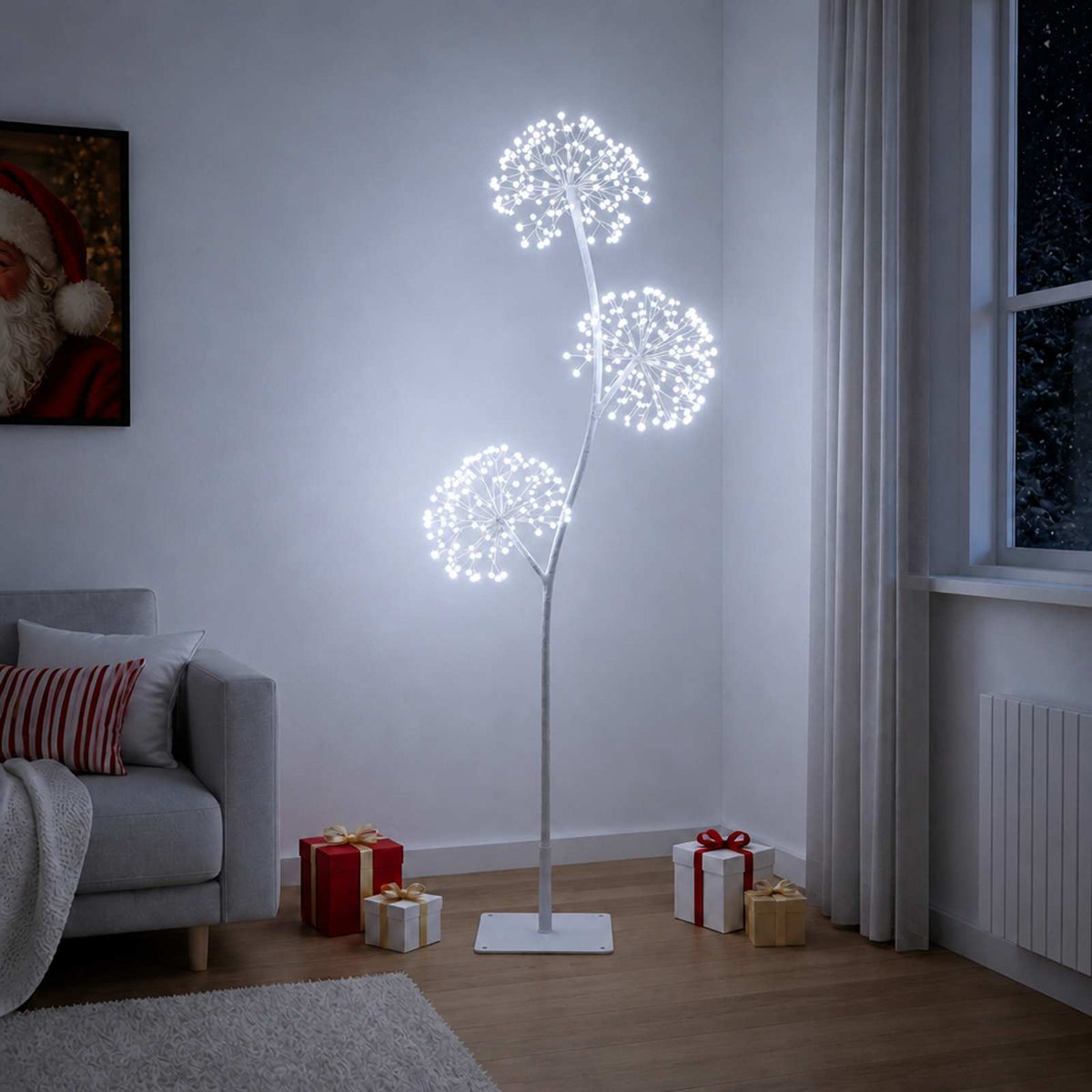 S-Shape LED Christmas Tree Black 18 x 18 x Steel White (cold white) 150 cm