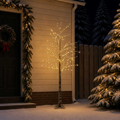 Snow-Covered LED Christmas Tree Brown 22 x 22 x Plastic 180 cm Warm white