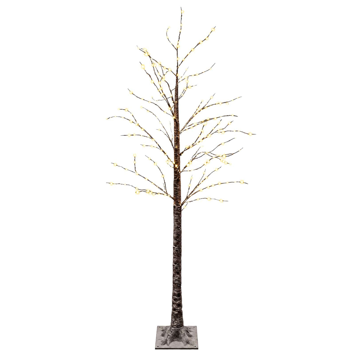 Snow-Covered LED Christmas Tree Brown 22 x 22 x Plastic 180 cm Warm white