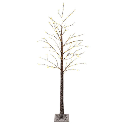 Snow-Covered LED Christmas Tree Brown 22 x 22 x Plastic 180 cm Warm white
