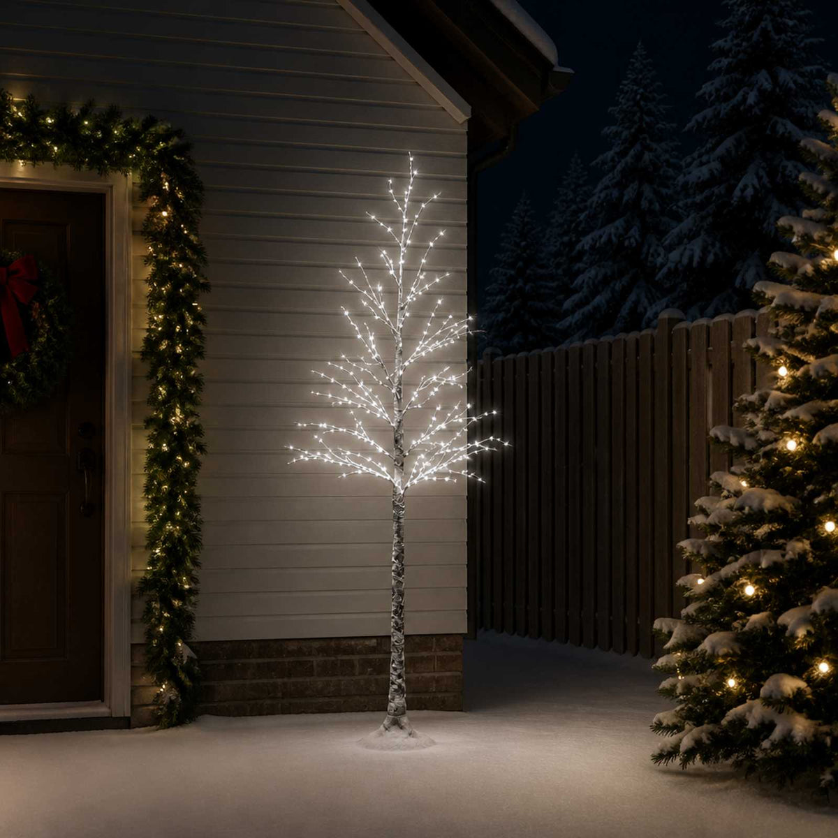 vidaXL Snow-Covered LED Christmas Tree Brown 25 x 25 x 210 cm Plastic 1