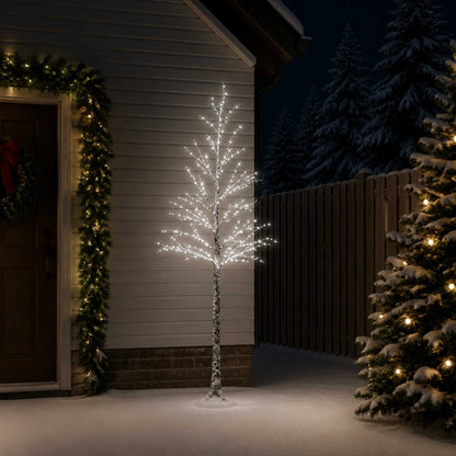 vidaXL Snow-Covered LED Christmas Tree Brown 25 x 25 x 210 cm Plastic 1