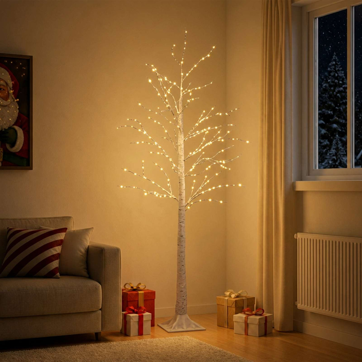 Birch Christmas Tree White 22 x 22 x Plastic 174 LEDs 180 cm Warm white
