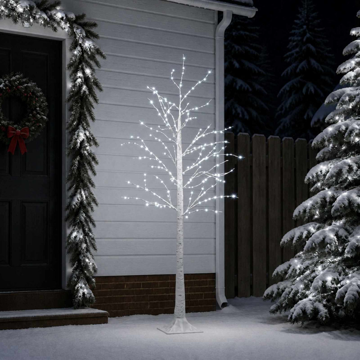 Birch Christmas Tree White 22 x 22 x Plastic 174 LEDs 180 cm Cold white