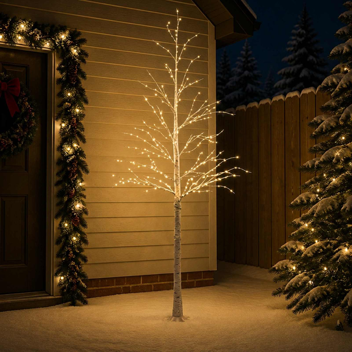 Birch Christmas Tree White 22 x 22 x Plastic 174 LEDs 210 cm Warm white