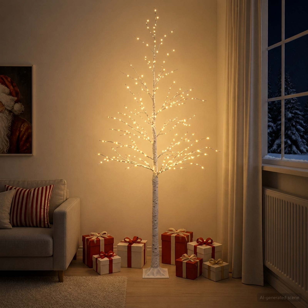 Birch Christmas Tree White 22 x 22 x Plastic 174 LEDs 210 cm Warm white