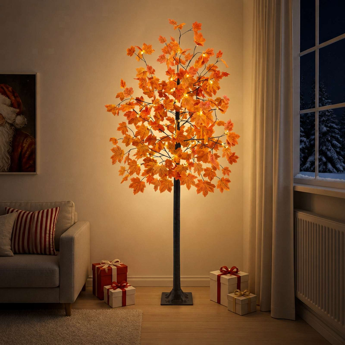 vidaXL LED Maple Christmas Tree Brown 240 cm Plastic 192 LEDs 1