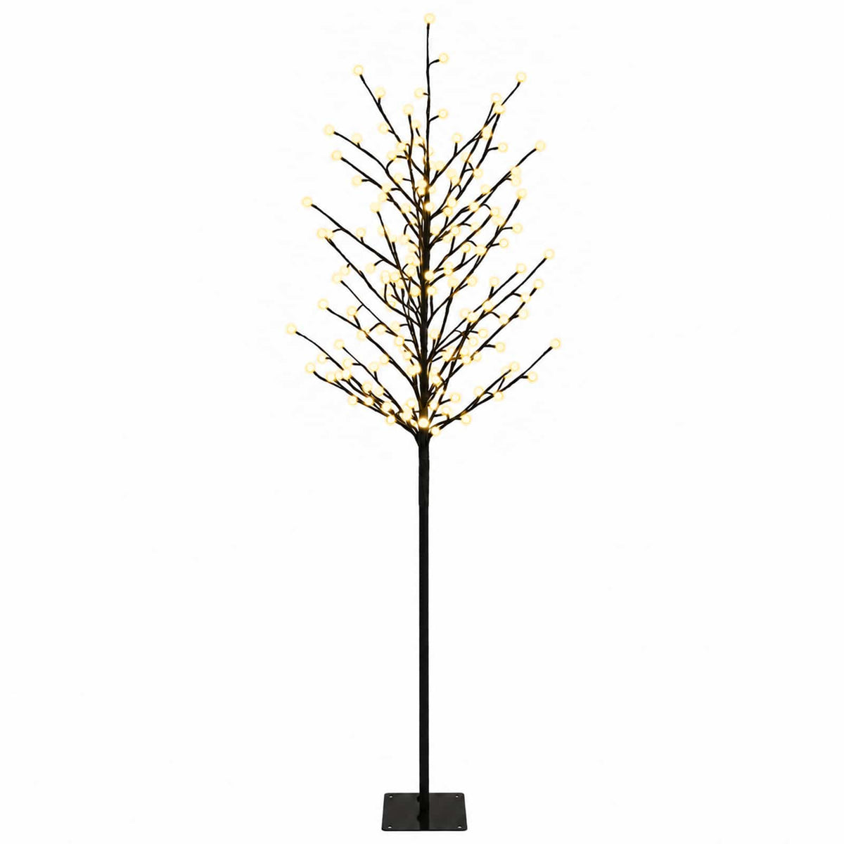 LED Ball Christmas Tree Black Steel 220 LEDs 180 cm Warm white