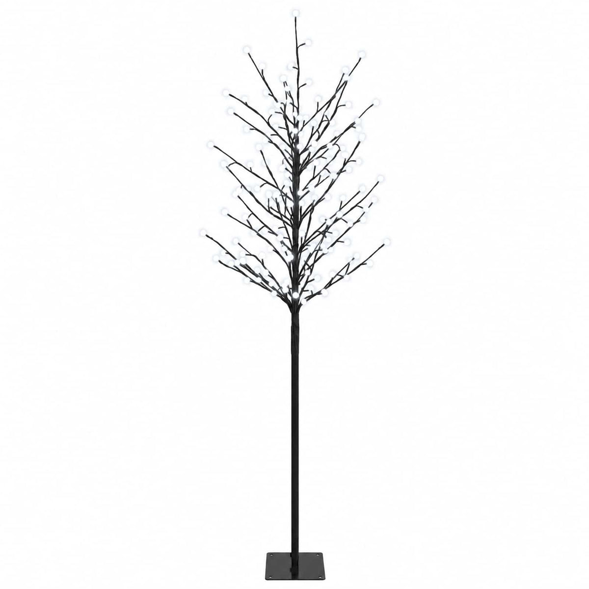 LED Ball Christmas Tree Black Steel 220 LEDs 180 cm Cold white
