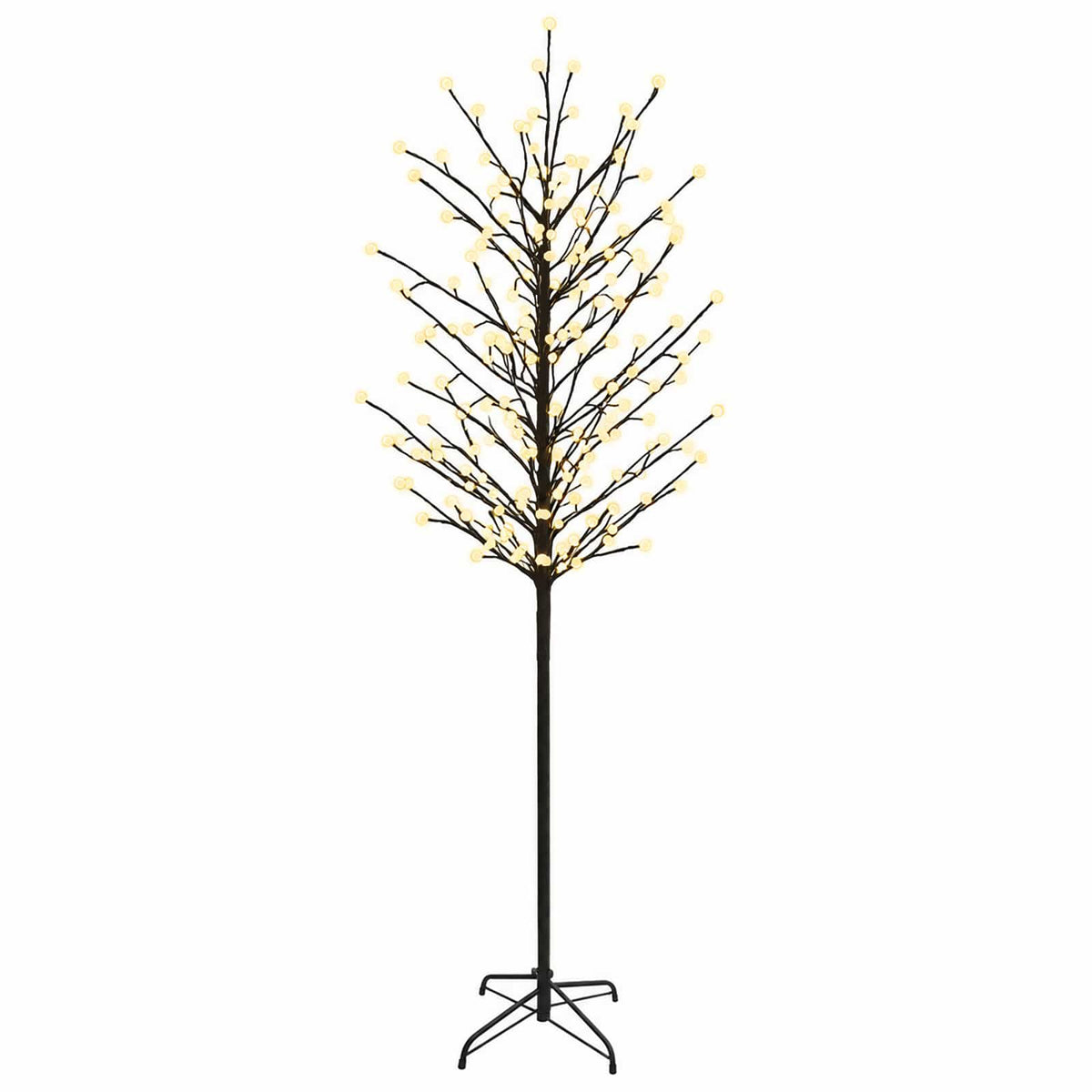 LED Ball Christmas Tree Black Steel 220 LEDs 210 cm Warm white