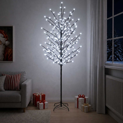 LED Ball Christmas Tree Black Steel 220 LEDs 210 cm Cold white