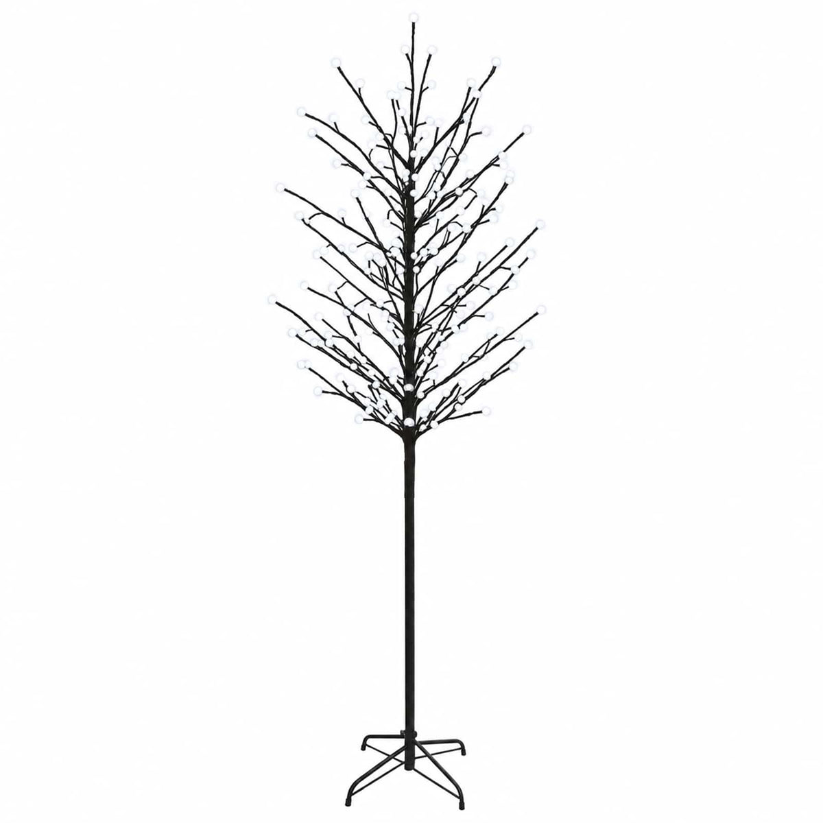 LED Ball Christmas Tree Black Steel 220 LEDs 210 cm Cold white