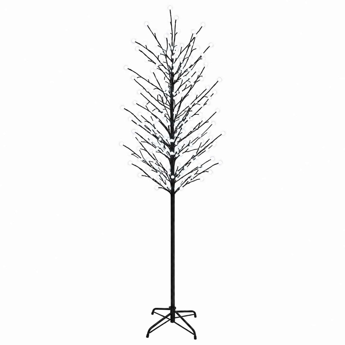 LED Ball Christmas Tree Black Steel 220 LEDs 240 cm Cold white