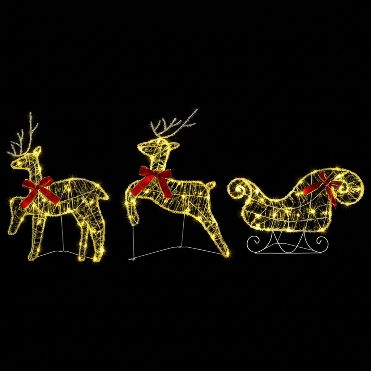 Christmas Reindeer with sleigh 100 LEDs Acrylic 5 Warm white
