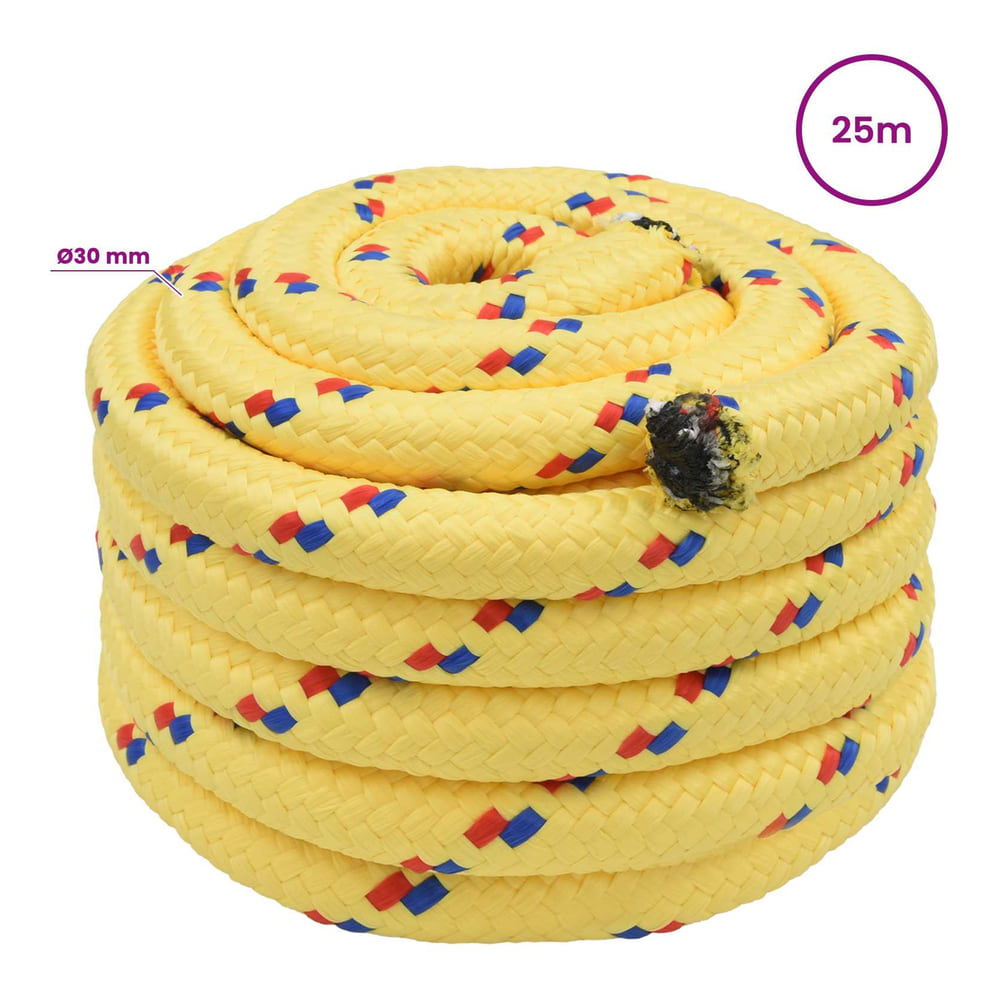 Multipurpose Utility Rope PP 27 kg Max Load Length 25 m Yellow 30 mm