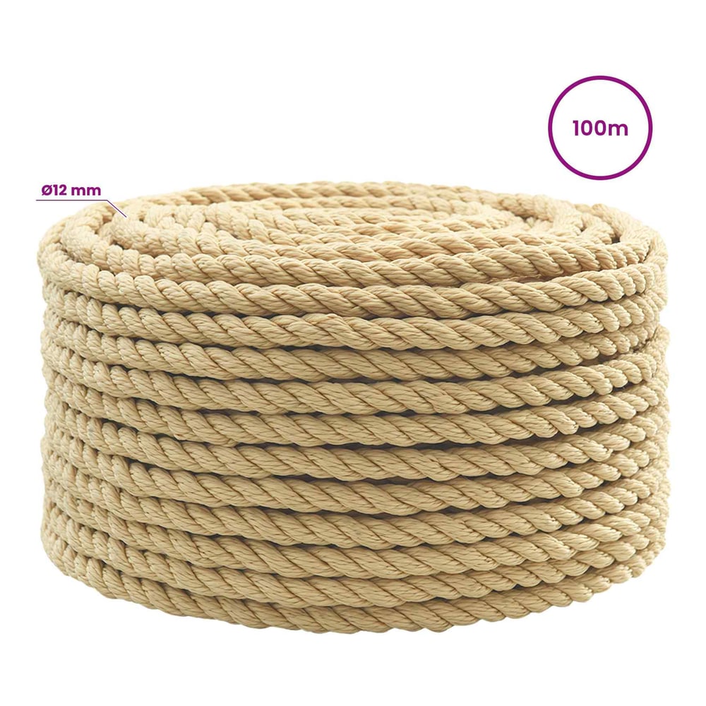 Multipurpose Utility Rope PP Length 100 m Natural 12 mm