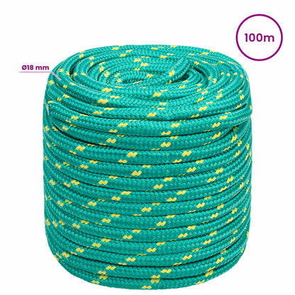 vidaXL Multipurpose Utility Rope 18 mm 100 m Green PP 1995 kg Max Load 6