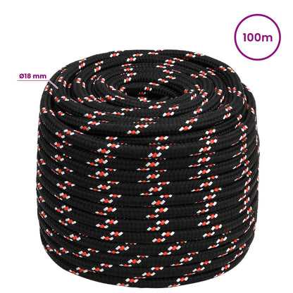 vidaXL Multipurpose Utility Rope 18 mm 100 m Black and Red PP 6